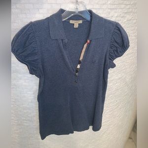 Blue Burberry Polo Top